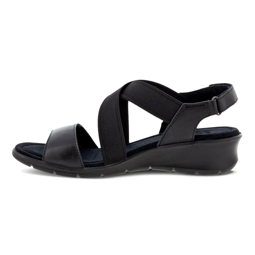 ECCO Womens Sandals Black - Finola Wedge - SMQ-108297